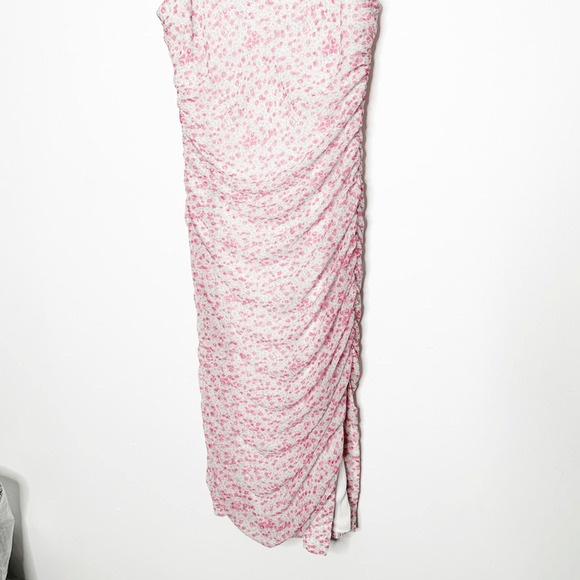 BARDOT DITSY ROUCHED MIDI DRESS IN PINK ICING floral womens 10 Large - Picture 6 of 10